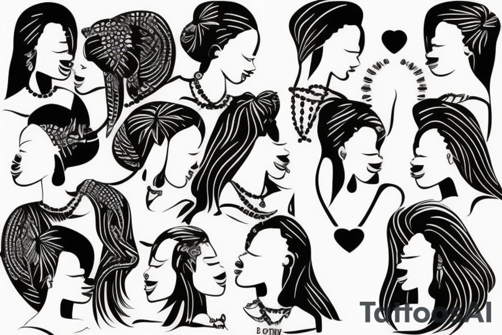 African girls kissing each other tattoo idea