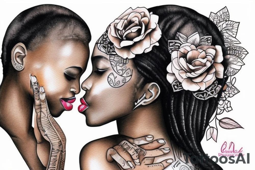 African girls kissing each other tattoo idea