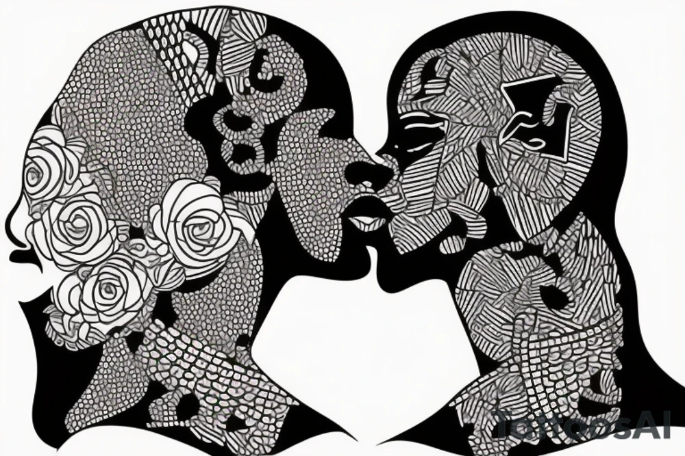 African girls kissing each other tattoo idea