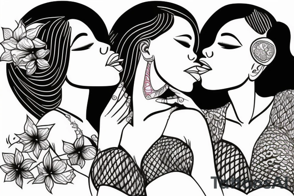 African girls kissing each other tattoo idea