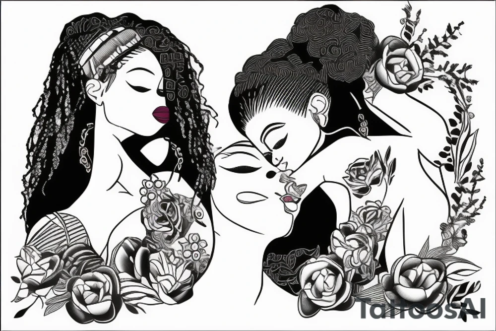 African girls kissing each other tattoo idea