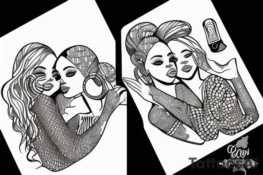 African girls kissing each other tattoo idea