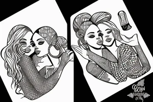 African girls kissing each other tattoo idea
