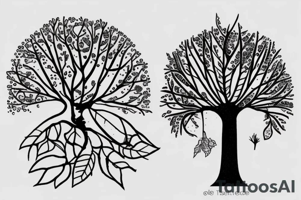 A tree coming out of a seed tattoo idea