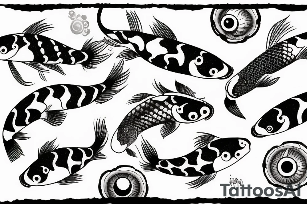 koi with eyeball design tattoo idea