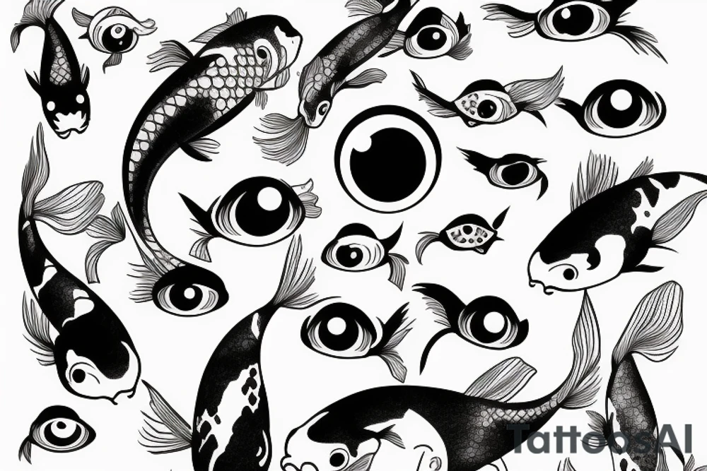 koi with eyeball design tattoo idea