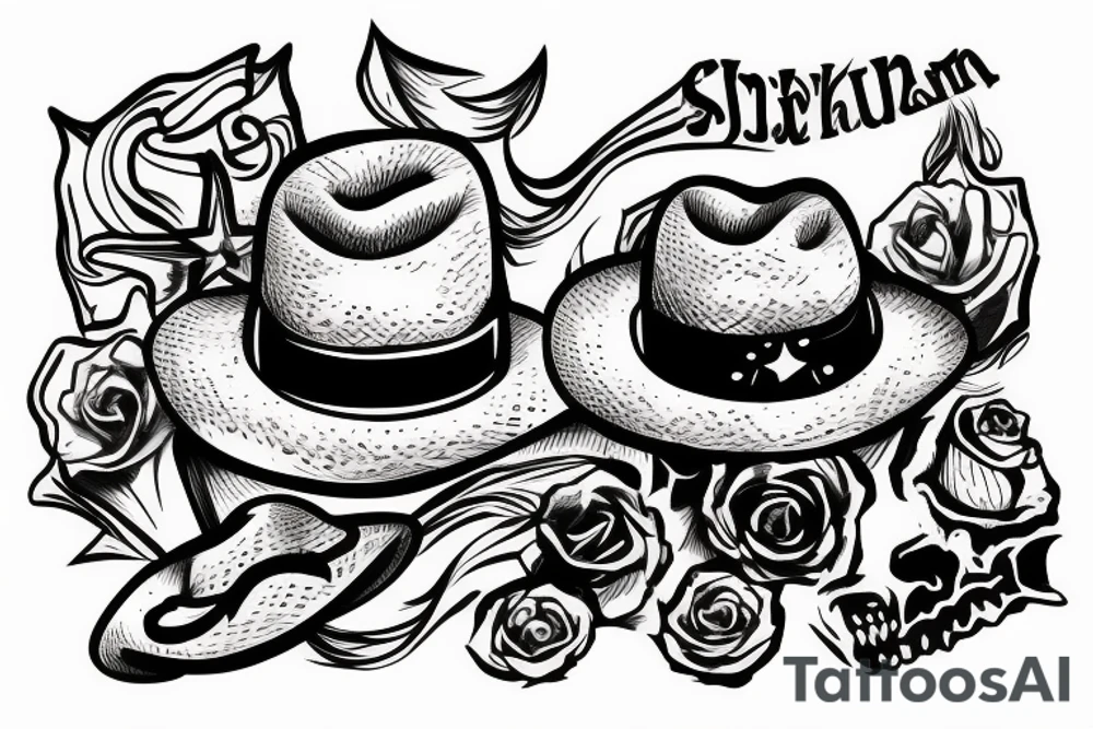 skull with a cowboy hat on tattoo idea