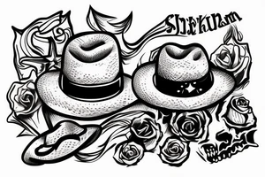 skull with a cowboy hat on tattoo idea
