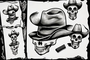 skull with a cowboy hat on tattoo idea