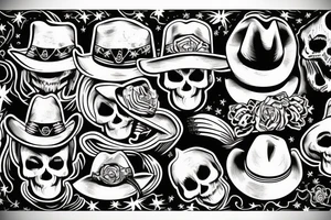 skull with a cowboy hat on tattoo idea