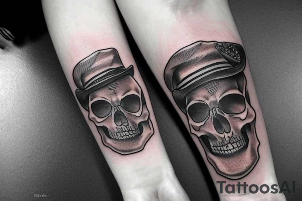 skull with a cowboy hat on tattoo idea