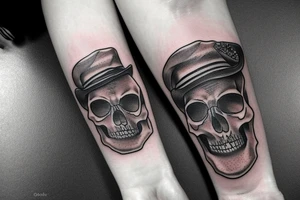 skull with a cowboy hat on tattoo idea