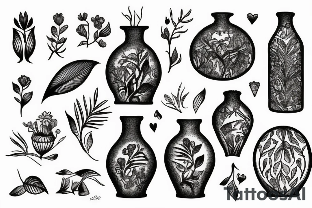 botanical vase tattoo idea