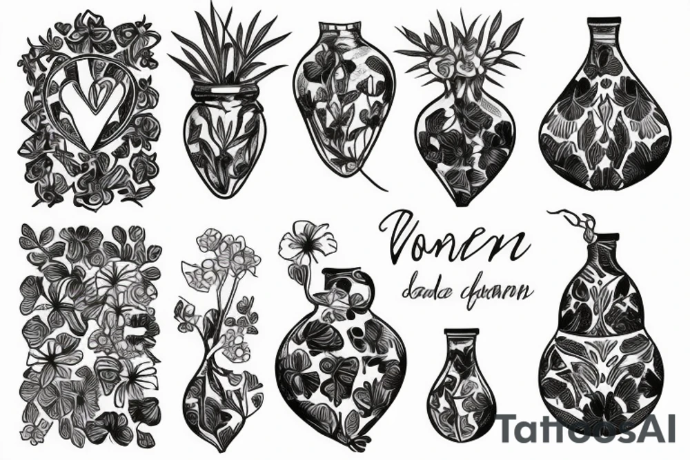 botanical vase tattoo idea