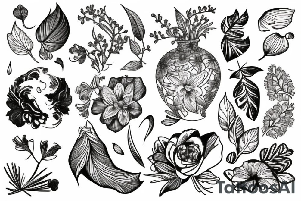 botanical vase tattoo idea