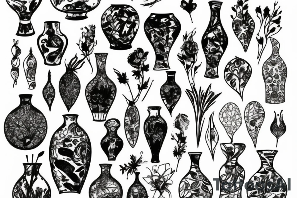 botanical vase tattoo idea