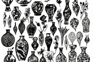 botanical vase tattoo idea