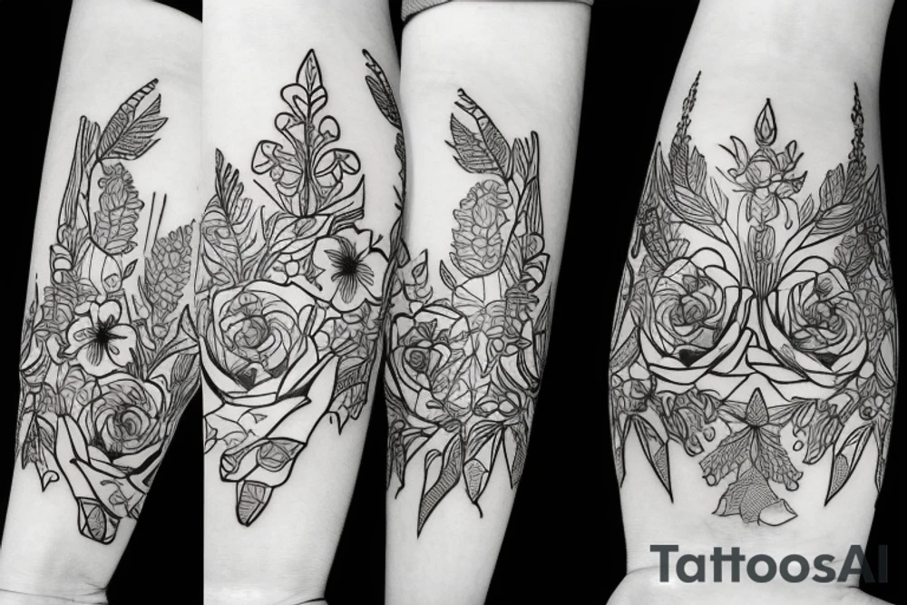 botanical vase tattoo idea