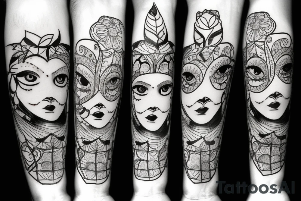 botanical vase with eyes tattoo idea