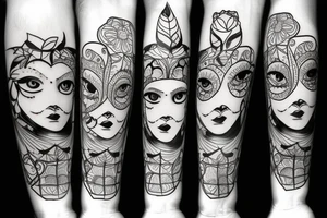 botanical vase with eyes tattoo idea