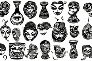 botanical vase with eyes on the vase tattoo idea