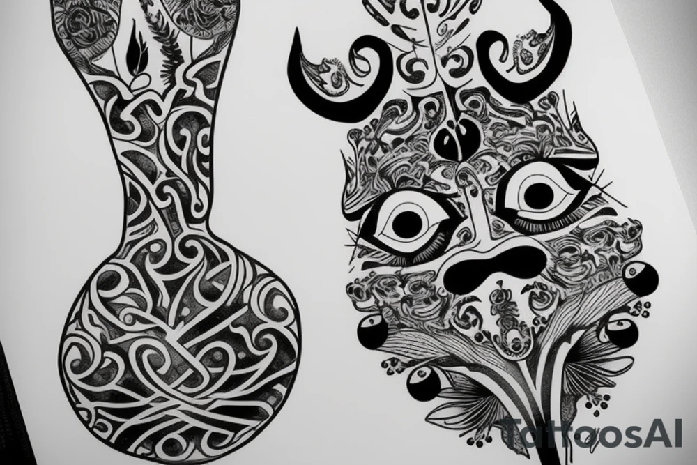 botanical vase with eyes on the vase tattoo idea