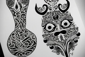 botanical vase with eyes on the vase tattoo idea