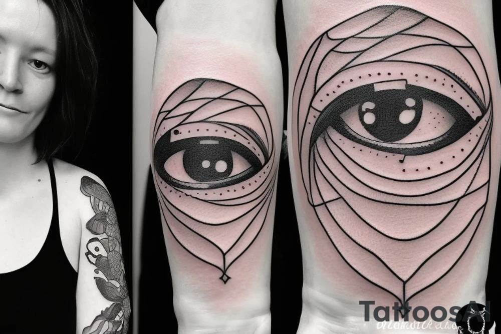 eyes inside of a wine bottle tattoo idea