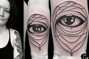 eyes inside of a wine bottle tattoo idea