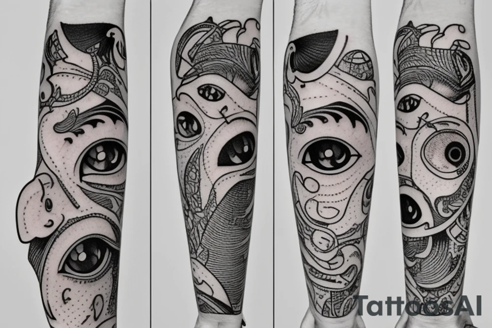 eyes inside of a wine bottle tattoo idea