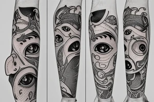 eyes inside of a wine bottle tattoo idea