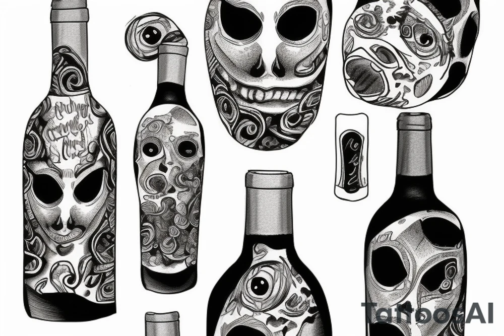 eyes inside of a wine bottle tattoo idea