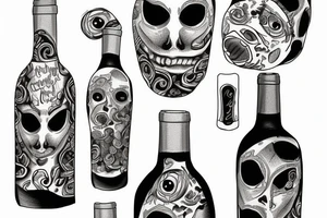 eyes inside of a wine bottle tattoo idea