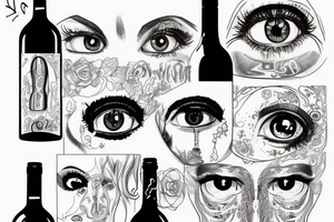 eyes inside of a wine bottle tattoo idea