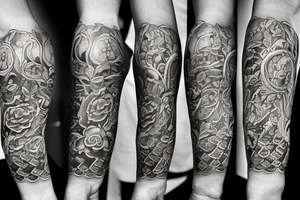 Left arm: Visualizing intellectual development, Tudor Rose on inner bicep, and traditional British landscape on inner forearm. tattoo idea