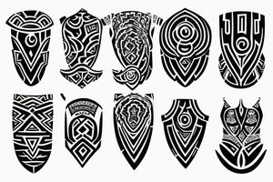 Full sleeve tribal tattoo with pectoral plate tattoo idea