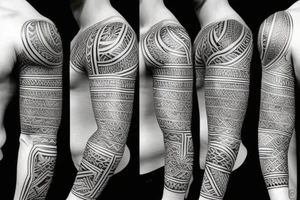 Full sleeve tribal tattoo with pectoral plate tattoo idea