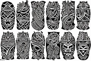 Full sleeve tribal tattoo with pectoral plate with nipple tattooed tattoo idea