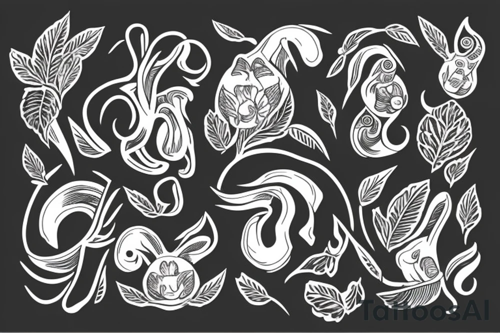Ram with leaves tattoo idea