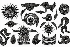 Slavic land soil sun water wind fire tattoo idea