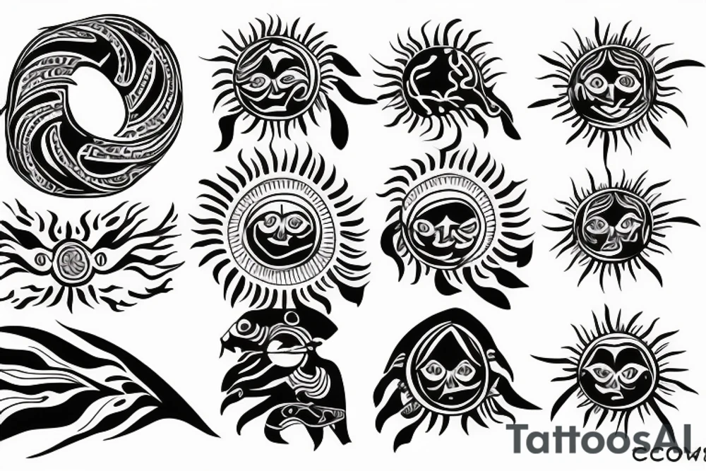Slavic land soil sun water wind fire tattoo idea