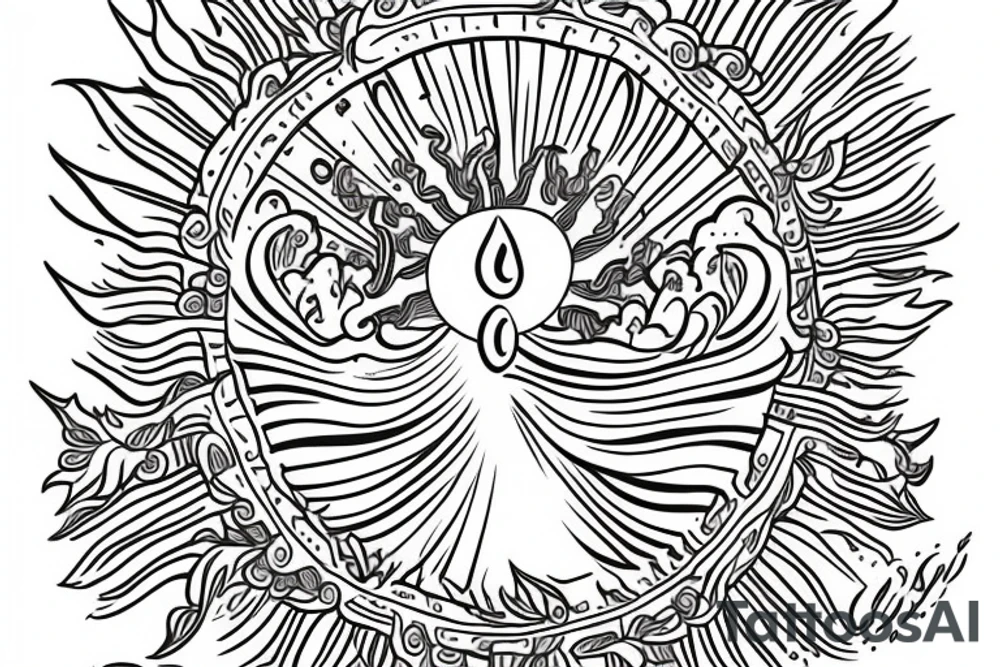 Slavic land soil sun water wind fire sleeve tattoo idea