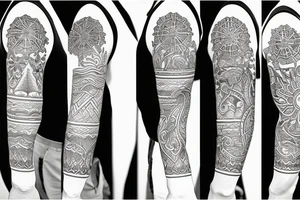 Slavic land soil sun water wind fire sleeve tattoo idea