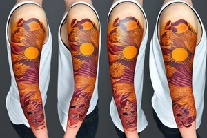 soil sun water wind fire sleeve tattoo idea