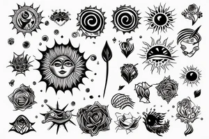 soil sun water wind fire sleeve tattoo idea