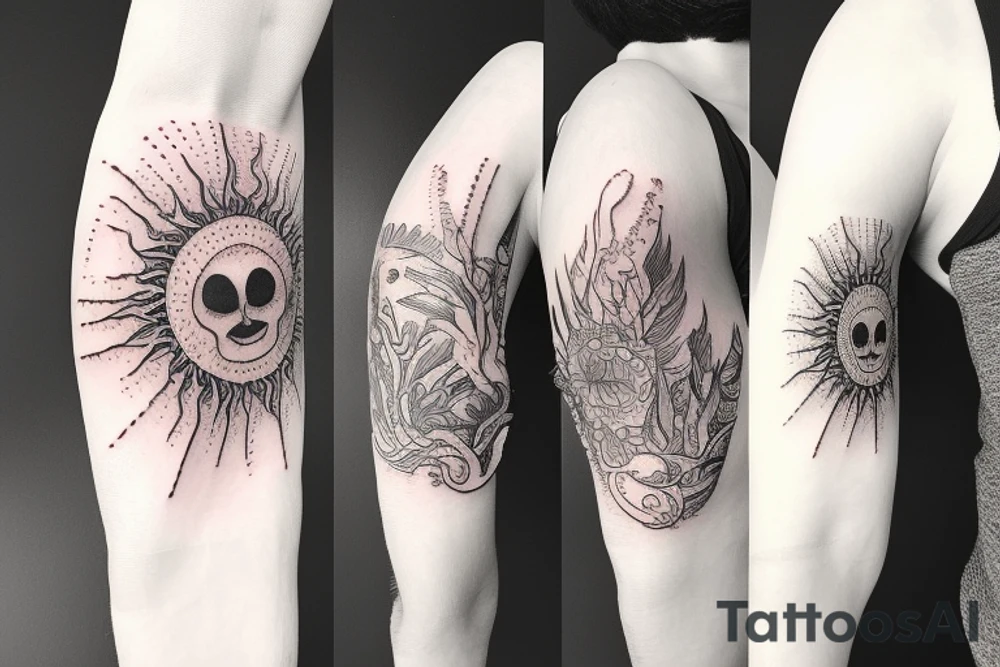 soil sun water wind fire sleeve tattoo idea