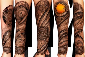 soil sun water wind fire sleeve tattoo idea