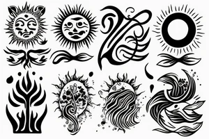 soil sun water wind fire sleeve tattoo idea