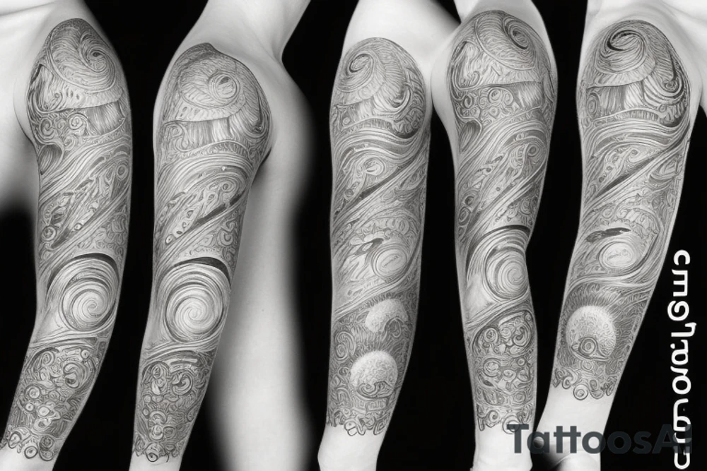 soil sun water wind fire sleeve tattoo idea