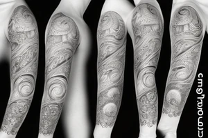 soil sun water wind fire sleeve tattoo idea